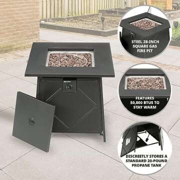 Four Seasons 28" Smokeless Gas Fire Pit Table for Outdoor