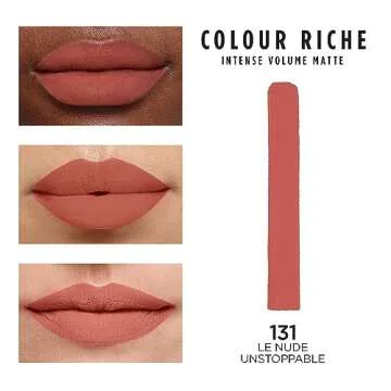 L’Oréal Paris Colour Riche Intense Volume Matte Lipstick, Lip Makeup Infused with Hyaluronic Acid for up to 16HR Wear, Le Nude Unstoppable, 0.06 Oz