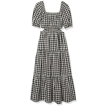 The Drop Women's Anaya Square Neck Cut-out Tiered Maxi Dress, Black/Whisper White, L