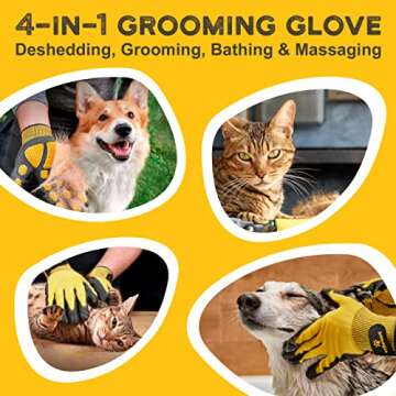 Pet Grooming and Bathing Gloves - Effective Pet Hair Remover for Cats, Dogs & Horses - Long & Short ...