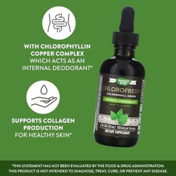 Nature's Way Chlorofresh, Liquid Chlorophyll Concentrate Drops, Internal Deodorant*, Supports Detoxification Pathways*, Mint Flavored, 2 Fl. Oz.