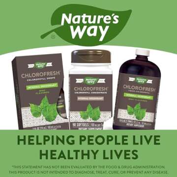 Nature's Way Chlorofresh, Liquid Chlorophyll Concentrate Drops, Internal Deodorant*, Supports Detoxification Pathways*, Mint Flavored, 2 Fl. Oz.
