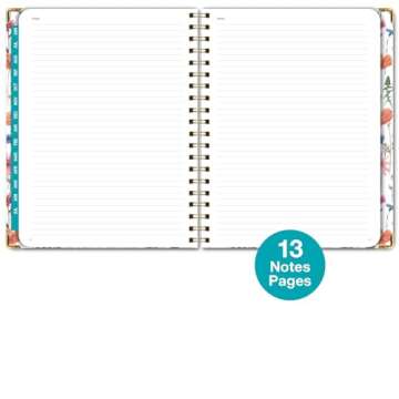 HARDCOVER Academic Year 2024-2025 Planner: (June 2024 Through July 2025) 8.5"x11" Daily Weekly Monthly Planner Yearly Agenda. Bookmark, Pocket Folder and Sticky Note Set (Colorful Botanicals)