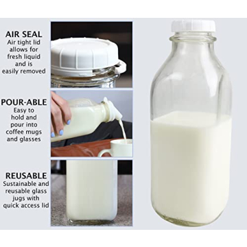 Dairy Shoppe 1-Ltr Glass Milk Bottle Vintage Style with Cap