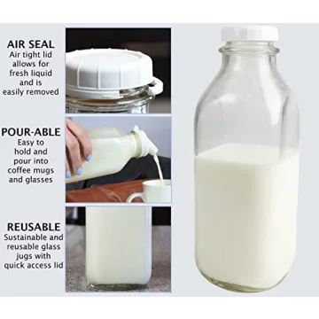 Dairy Shoppe 1-Ltr Glass Milk Bottle Vintage Style with Cap