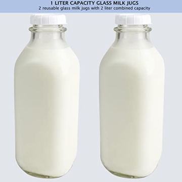 Dairy Shoppe 1-Ltr Glass Milk Bottle Vintage Style with Cap