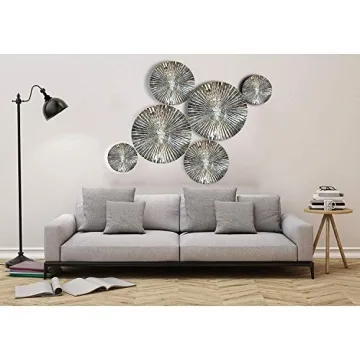 Decorlives Round Sunburst Metal Wall Art for Contemporary Homes