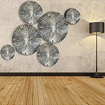 Decorlives Round Sunburst Metal Wall Art for Contemporary Homes