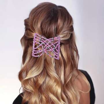 5 Pieces Stretchy Magic Comb Adjustable Elastic Hair Clip for Women Girls No Crease Pins Vintage Bun Maker Accessories for Curly Thick Wavy Hair Ponytail