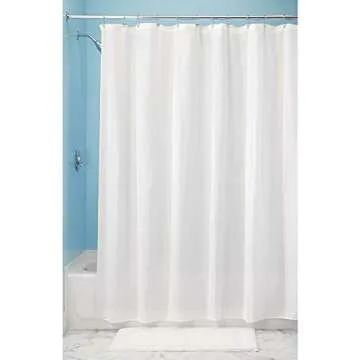 mDesign - 2 Pack - Long Hotel Quality Polyester/Cotton Blend Fabric Shower Curtain, Reinforced Buttonholes - Jacquard Herringbone Weave for Bathroom Showers and Bathtubs - 72" x 84" - White