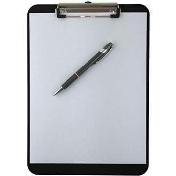 Trade Quest Plastic Clipboard Opaque Color Letter Size Low Profile Clip (Pack of 6) (Black)