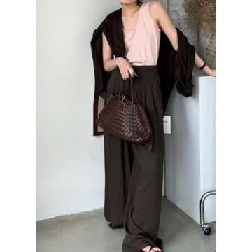 Rejolly Basket Bag for Women Woven Leather Top Handle Tote Handbag Summer Vacation Chic Beach Purse ...