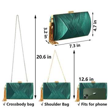 Zengmei Clutch Bag Purses for Women Evening Stain Fabric Brid al Purse for Wedding Prom Night out Party (Green)