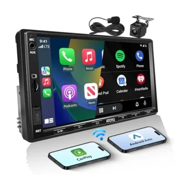 ATOTOLIFE 7" Double Din Car Stereo with Backup Camera & Wireless CarPlay