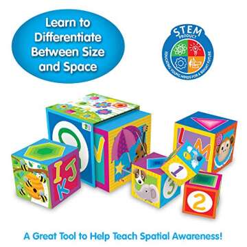Learning Journey International LLC Play & Learn - Stacking Cubes - STEM Toddler Toys & Gifts for Boys & Girls Ages 12 Months and Up - Mind Building Developmental Learning Toy, Multi (100257)