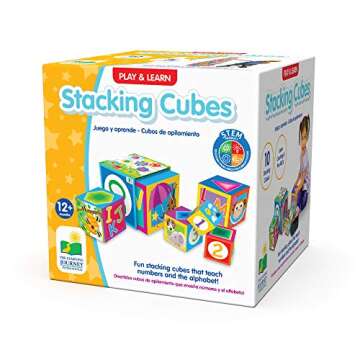 Learning Journey International LLC Play & Learn - Stacking Cubes - STEM Toddler Toys & Gifts for Boys & Girls Ages 12 Months and Up - Mind Building Developmental Learning Toy, Multi (100257)