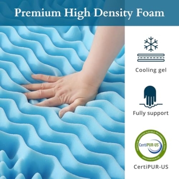 HUXMEYSON Cooling Gel Memory Foam Mattress Topper Queen
