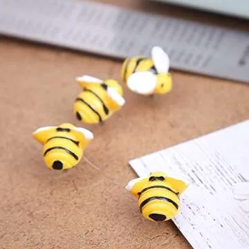 VEYLIN 30Pcs Vivid Bee Pushpins, Creative Decorative Bee Thumbtacks for Photo Wall, Maps, Cork Board