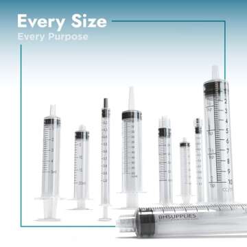 BH Supplies 3ml Luer Lock Tip Syringes (No Needle) - Sterile, Individually Wrapped - 100 Syringes