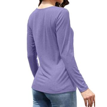 Dimur Womens Tops Dressy Casual Trendy V Neck Long Sleeve Shirts for Women Business Party Pale Purple Small
