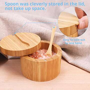 Elegant HTB Bamboo Salt Cellar with Spoon for Kitchen