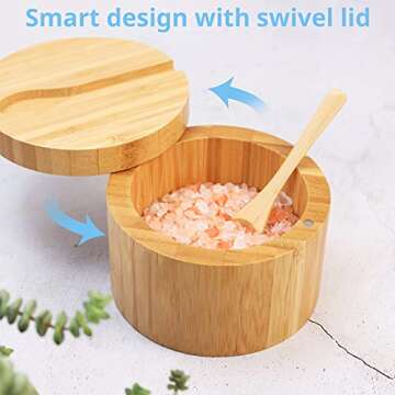 Elegant HTB Bamboo Salt Cellar with Spoon for Kitchen