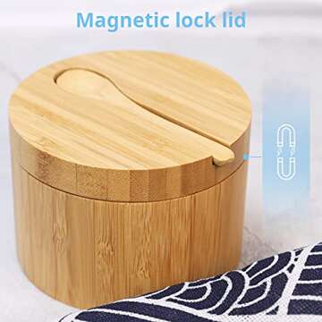 Elegant HTB Bamboo Salt Cellar with Spoon for Kitchen