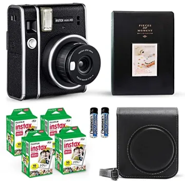 Fujifilm Instax Mini 40 Instant Camera Vintage Black with 40 Sheets and Carrying Case