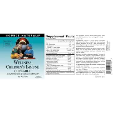 Source Naturals Wellness Children's Immune Chewable, Great-Tasting Defense Complex, Berry Flavored* - 60 Wafers