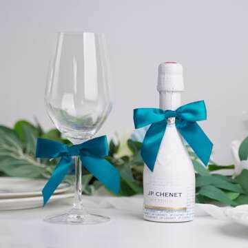 AIMUDI Twist Tie Bows for Treat Bags 3.5" Teal Blue Satin Ribbon Bows for Crafts Premade Bows with Twist Ties for Christmas Cake Pop Candy Apple Small Bows for Gift Wrapping Wedding Decor, 50 PCs