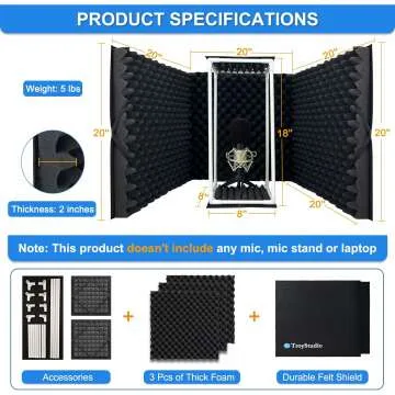 Adjustable Microphone Isolation Shield for Recording