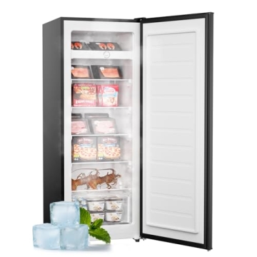 Upstreman 7.0 Cu.Ft Large Capacity Garage Ready Black Freezer with 5 Adjustable Shelves, Convertible...