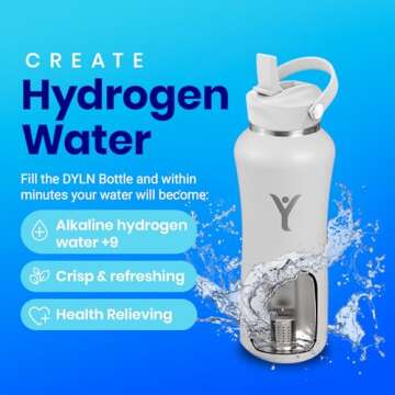 DYLN Alkaline Water Bottle | Portable Hydrogen Water Bottle Creates Hydrogen-Rich Water up to 9.5 pH...