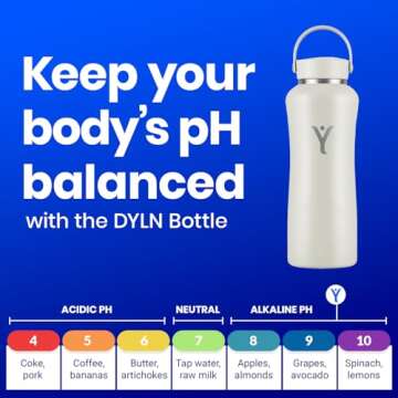 DYLN Alkaline Water Bottle | Portable Hydrogen Water Bottle Creates Hydrogen-Rich Water up to 9.5 pH | Vacuum Insulated Stainless Steel Keeps Water Cold for 24 Hours | 40 oz, Black