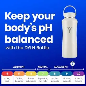 DYLN Alkaline Water Bottle | Portable Hydrogen Water Bottle Creates Hydrogen-Rich Water up to 9.5 pH | Vacuum Insulated Stainless Steel Keeps Water Cold for 24 Hours | 40 oz, Black