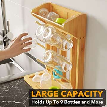 SpaceAid Bamboo Baby Bottle Drying Rack for Efficient Storage