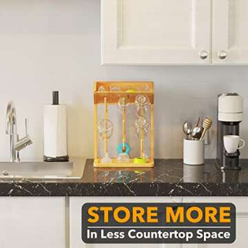 SpaceAid Bamboo Baby Bottle Drying Rack for Efficient Storage