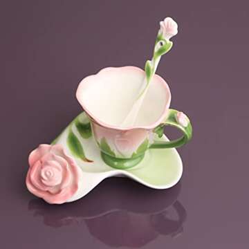 Beddinginn Pink Tea Cups and Saucers Set for Elegant Tea Times