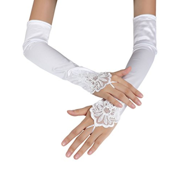 Elegant 1920s Fingerless Lace Satin Bridal Gloves