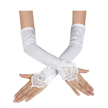 Elegant 1920s Fingerless Lace Satin Bridal Gloves