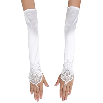Elegant 1920s Fingerless Lace Satin Bridal Gloves