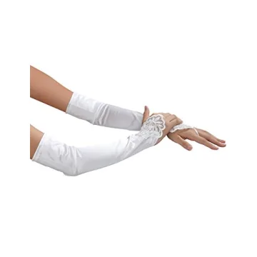 Elegant 1920s Fingerless Lace Satin Bridal Gloves