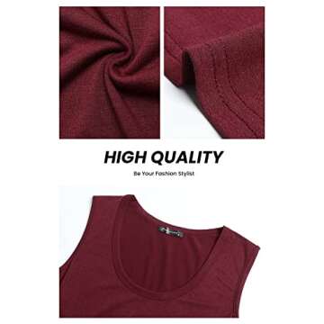 PRETTYGARDEN Women’s Summer Sleeveless Tank Jumpsuits High Waist Low Cut Casual Scoop Neck Fit And Flare Long Pants Rompers(Wine Red, Medium)