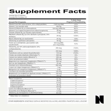Needed. Multivitamin with Choline Capsules for Prenatal, Pregnancy, Breastfeeding, Postpartum | Expertly-Formulated & Third-Party Tested| 30-Day Supply