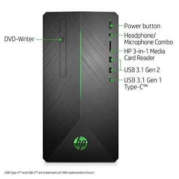 HP Pavilion Gaming Desktop, Ryzen 5, GTX 1060, 16GB RAM, 1TB HDD, 128GB SSD