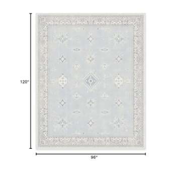 RUGGABLE Washable 8x10 Large Area Rug, Verena Soft Blue, Premium Rugs for Living Room, Bedroom, Kitchen, Office, Nursery with Gripper Non Slip Pad