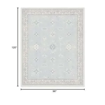 RUGGABLE Washable 8x10 Large Area Rug, Verena Soft Blue, Premium Rugs for Living Room, Bedroom, Kitchen, Office, Nursery with Gripper Non Slip Pad