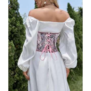 Alivila.Y Fashion Womens Sexy Vintage Denim Corset Short Torso Daisy Floral Print Bustier Corsets A998-Purple-S