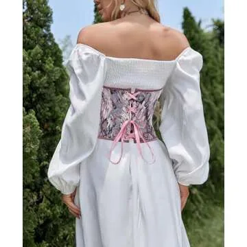 Alivila.Y Fashion Womens Sexy Vintage Denim Corset Short Torso Daisy Floral Print Bustier Corsets A998-Purple-S