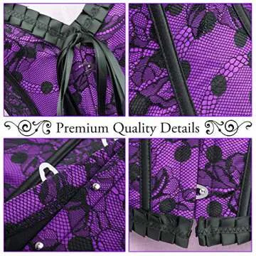 Alivila.Y Fashion Womens Sexy Vintage Denim Corset Short Torso Daisy Floral Print Bustier Corsets A998-Purple-S